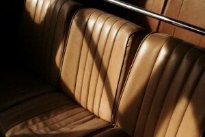 Conditioned tan leather car seats