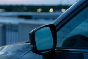 Black exterior mirror and window trim